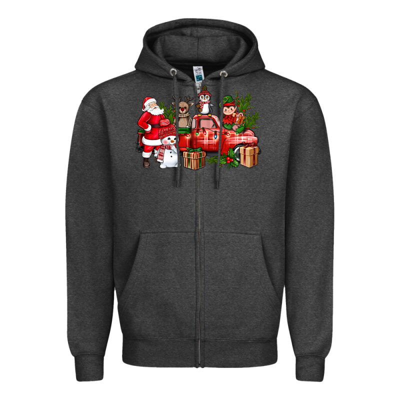 Santa Snowman Reindeer Penguin Elf Christmas Truck Zipper Hoodie by BundleAndBundleShop | Teevron