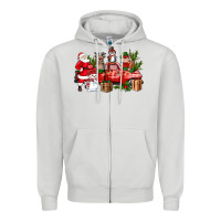 Dove Grey Santa Snowman Reindeer Penguin Elf Christmas Truck Zipper Hoodie - BundleAndBundleShop