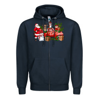 Navy Santa Snowman Reindeer Penguin Elf Christmas Truck Zipper Hoodie - BundleAndBundleShop