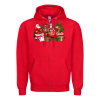 Red Santa Snowman Reindeer Penguin Elf Christmas Truck Zipper Hoodie - BundleAndBundleShop