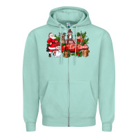 Seafoam Santa Snowman Reindeer Penguin Elf Christmas Truck Zipper Hoodie - BundleAndBundleShop