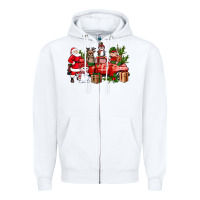 White Santa Snowman Reindeer Penguin Elf Christmas Truck Zipper Hoodie - BundleAndBundleShop