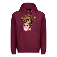 Burgundy Cow Lick with Leopard Bandana Premium Hoodie - texasbilliewilder