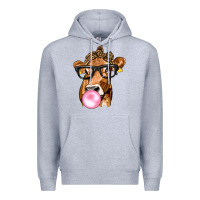 Heather Grey Cow Lick with Leopard Bandana Premium Hoodie - texasbilliewilder