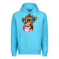 Ocean Blue Cow Lick with Leopard Bandana Premium Hoodie - texasbilliewilder