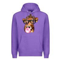 Purple Cow Lick with Leopard Bandana Premium Hoodie - texasbilliewilder