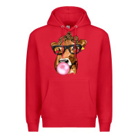 Red Cow Lick with Leopard Bandana Premium Hoodie - texasbilliewilder