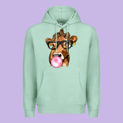 Cow Lick With Leopard Bandana Premium Hoodie Designed By Texasbilliewilder