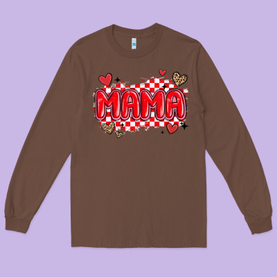 Valentine Mama Long Sleeve Tee Designed By Maliassmallbusiness