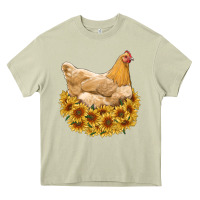 Mossy chicken with sunflowers Heavy Core Tee - RanaPortraitStore