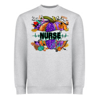 Heather Grey halloween nurse pumpkin Heavyweight Sweatshirt - NancyCooperArtShop