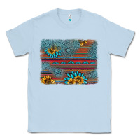 Dusty Blue sunflower gemstone serape background Classic Tee - AdoDesignShop