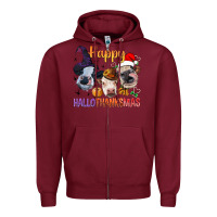 Happy Hallothanksmas Cows Zipper Hoodie | Teevron
