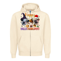 Sandshell Happy Hallothanksmas Cows Zipper Hoodie - BundleAndBundleShop