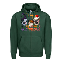 Sports Green Happy Hallothanksmas Cows Zipper Hoodie - BundleAndBundleShop