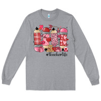 Heather Grey valentines day teacher life Long Sleeve Tee - MaliasSmallBusiness