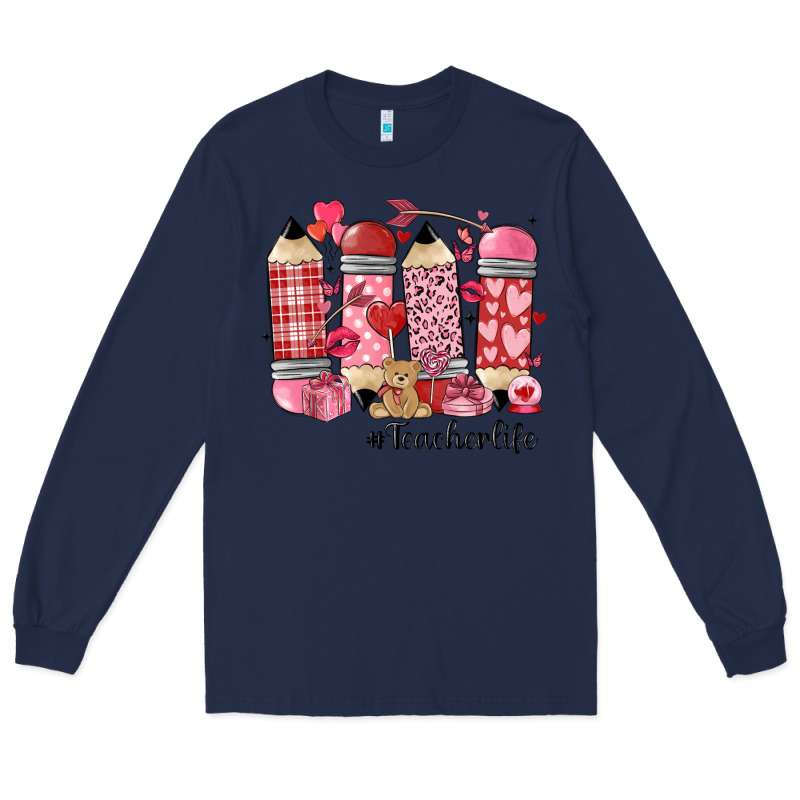 Valentines Day Teacher Life Long Sleeve Tee by MaliasSmallBusiness | Teevron