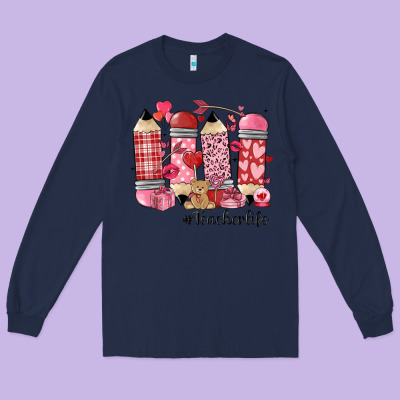 Valentines Day Teacher Life Long Sleeve Tee Designed By Maliassmallbusiness