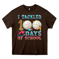 Chocolate Brown i tackled 100 days of school volleyball Heavy Core Tee - Zillion Design Studio