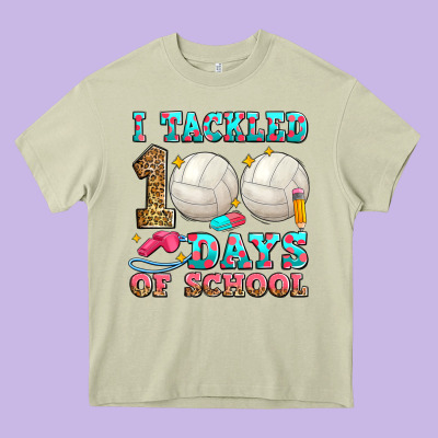 I Tackled 100 Days Of School Volleyball Heavy Core Tee Designed By Zillion Design Studio