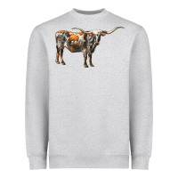 Heather Grey Texas Longhorn Cow Heavyweight Sweatshirt - LillyAllenDesigns