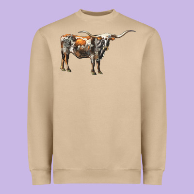 Texas Longhorn Cow Heavyweight Sweatshirt Designed By Lillyallendesigns