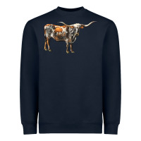 Navy Texas Longhorn Cow Heavyweight Sweatshirt - LillyAllenDesigns