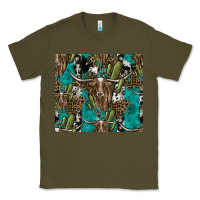 Army Green Longhorn Pattern Classic Tee - CowhideDigitalArt