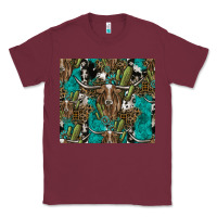 Burgundy Longhorn Pattern Classic Tee - CowhideDigitalArt