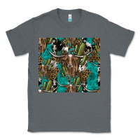 Charcoal Heather Longhorn Pattern Classic Tee - CowhideDigitalArt