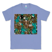 Colony Blue Longhorn Pattern Classic Tee - CowhideDigitalArt