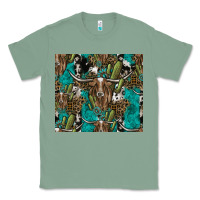 Sage Longhorn Pattern Classic Tee - CowhideDigitalArt