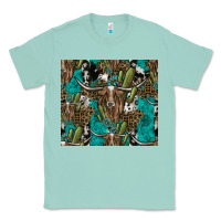 Seafoam Longhorn Pattern Classic Tee - CowhideDigitalArt