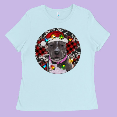 Pitbull And Buffalo Plaid Ladies Tee Designed By Ranaportraitstore