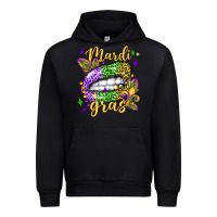 Black mardi gras with  lip olivia Urban Hoodie - OliviaCreatesArt