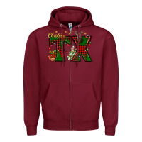 Burgundy Christmas Texas With Deer Zipper Hoodie - BundleAndBundleShop