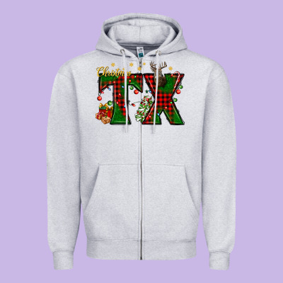 Christmas Texas With Deer Zipper Hoodie Designed By Bundleandbundleshop