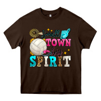 Chocolate Brown small town big spirit volleyball Heavy Core Tee - Zillion Design Studio