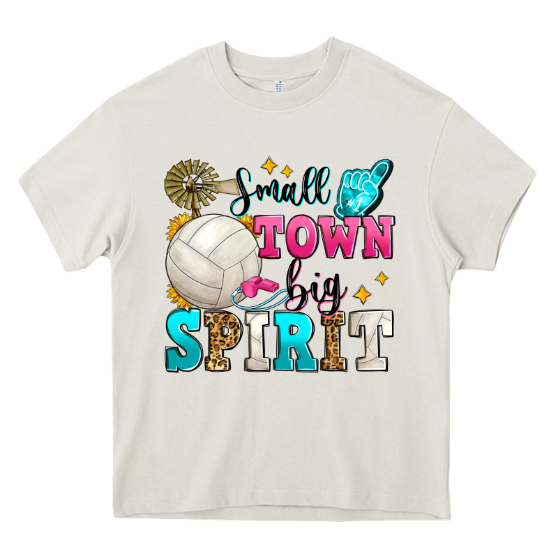 Small Town Big Spirit Volleyball Heavy Core Tee by Zillion Design Studio | Teevron