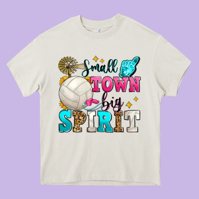 Small Town Big Spirit Volleyball Heavy Core Tee Designed By Zillion Design Studio
