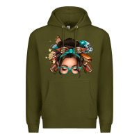 Army Green american football messy bun Premium Hoodie - texasbilliewilder