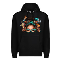 Black american football messy bun Premium Hoodie - texasbilliewilder