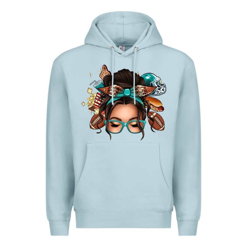 American Football Messy Bun Premium Hoodie by texasbilliewilder | Teevron