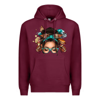 Burgundy american football messy bun Premium Hoodie - texasbilliewilder
