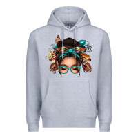 Heather Grey american football messy bun Premium Hoodie - texasbilliewilder
