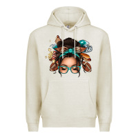 Oatmeal Heather american football messy bun Premium Hoodie - texasbilliewilder