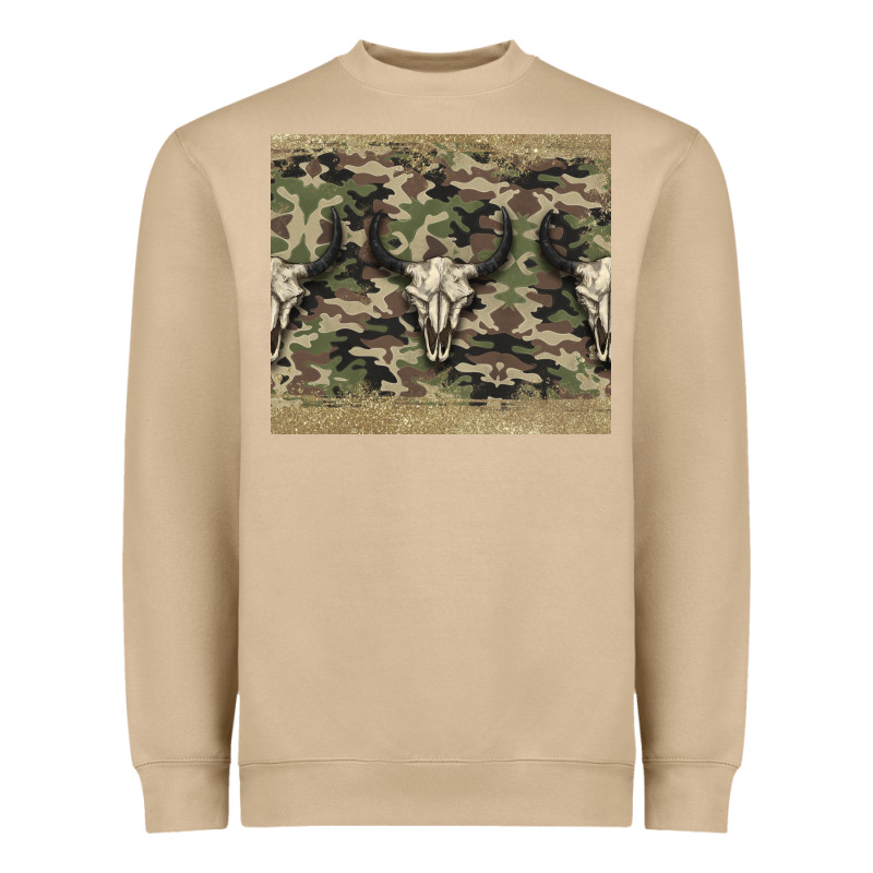 Camouflage Bull Skull Heavyweight Sweatshirt by Jasminsmagicworld | Teevron