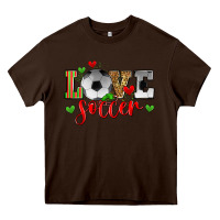 Chocolate Brown love soccer Heavy Core Tee - Zillion Design Studio