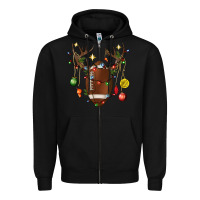Black American Football Horn Christmas Zipper Hoodie - BundleAndBundleShop