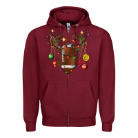 Burgundy American Football Horn Christmas Zipper Hoodie - BundleAndBundleShop
